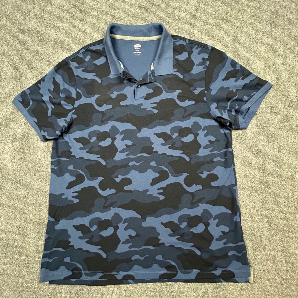 Old Navy Core Polo Shirt Mens XL Blue Camo Stretch Short Sleeve Performance